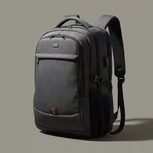 DUSLANG 17 inch black laptop backpack with USB charging port — front view